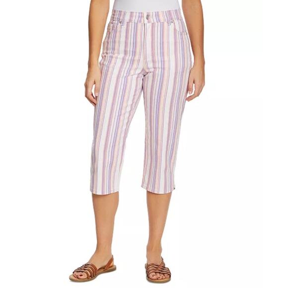 Gloria Vanderbilt Amanda Women's Cropped Capri Striped Jeans Size 22W - Picture 1 of 7